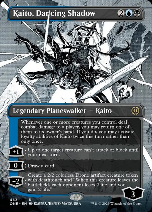 Kaito Dancing Shadow (Borderless Manga Step-and-Compleat Foil) [Phyrexia: All Will Be One] - MTG Single