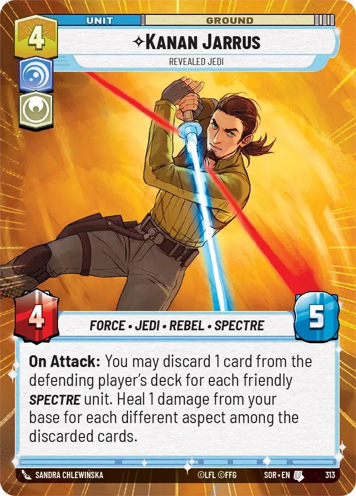 Kanan Jarrus - Revealed Jedi (Hyperspace) (313) [Spark of Rebellion] - Star Wars: Unlimited Single