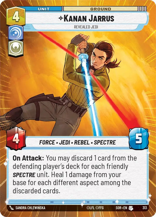 Kanan Jarrus - Revealed Jedi (Hyperspace) (313) [Spark of Rebellion] - Star Wars: Unlimited Single