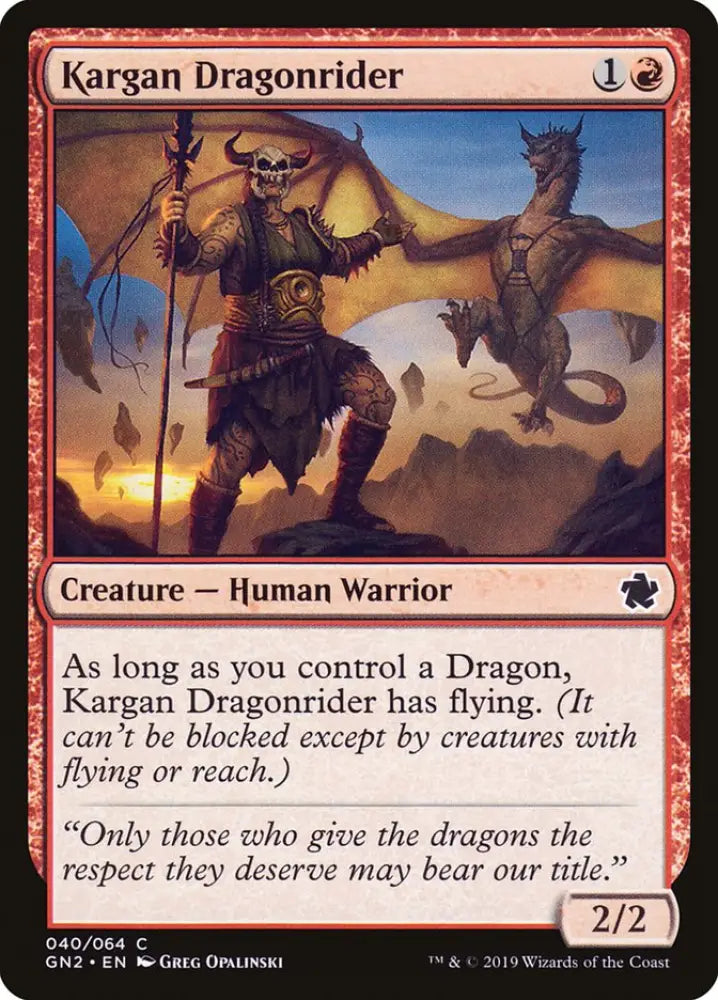 Kargan Dragonrider [Game Night 2019] - MTG Single
