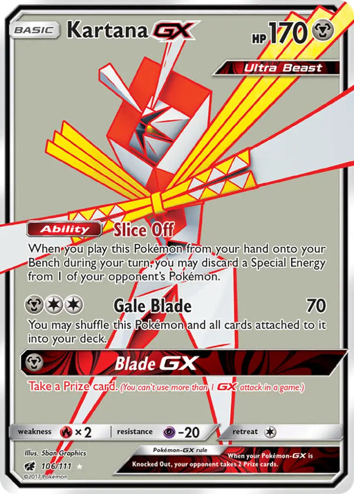 Kartana GX (106/111) [Sun & Moon: Crimson Invasion] - Pokemon Single
