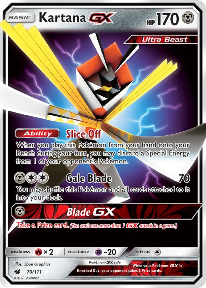Kartana GX (70/111) [Sun & Moon: Crimson Invasion] - Pokemon Single