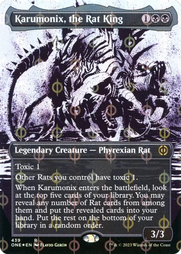 Karumonix the Rat King (Borderless Ichor Step-and-Compleat Foil) [Phyrexia: All Will Be One] - MTG Single