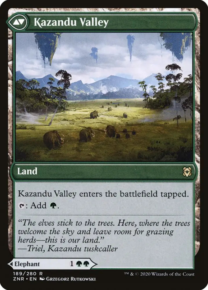 Kazandu Mammoth // Kazandu Valley [Zendikar Rising] - MTG Single