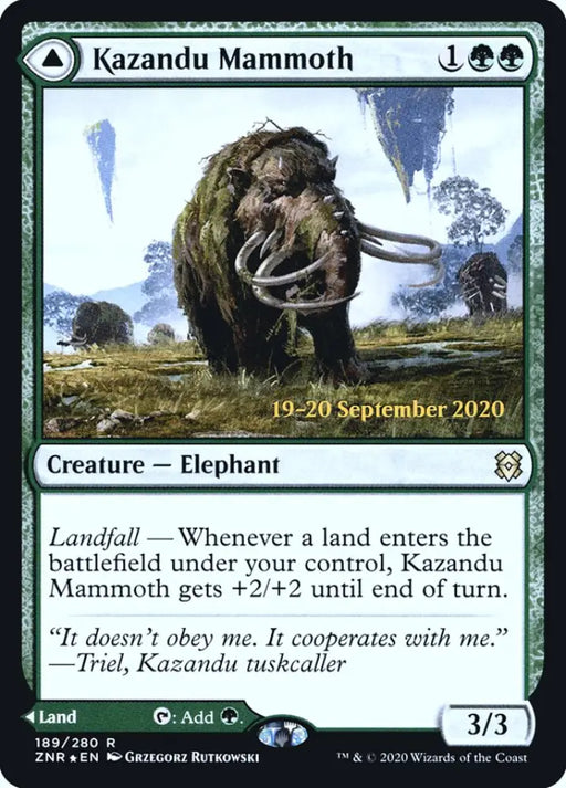 Kazandu Mammoth // Kazandu Valley [Zendikar Rising Prerelease Promos] - MTG Single