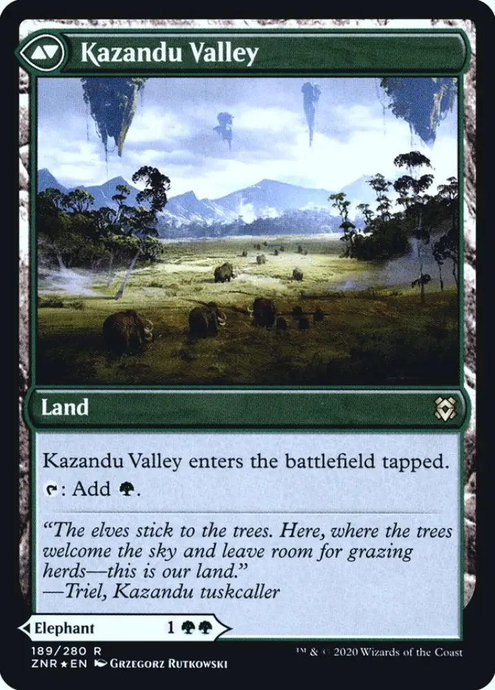 Kazandu Mammoth // Kazandu Valley [Zendikar Rising Prerelease Promos] - MTG Single