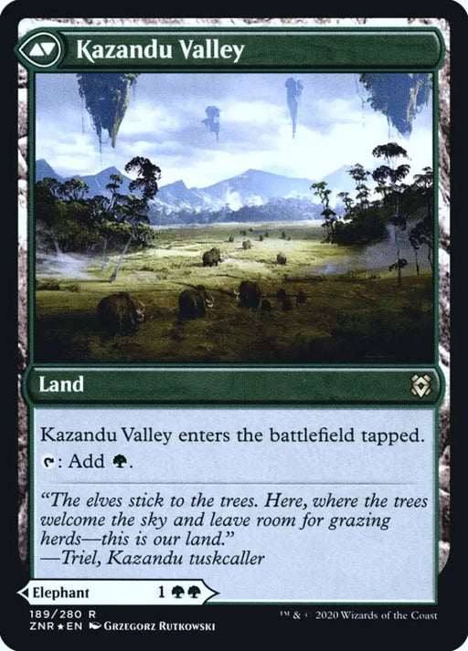 Kazandu Mammoth // Kazandu Valley [Zendikar Rising Prerelease Promos] - MTG Single
