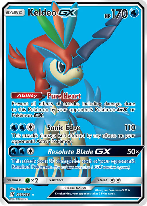 Keldeo GX (219/236) [Sun & Moon: Unified Minds] - Pokemon Single