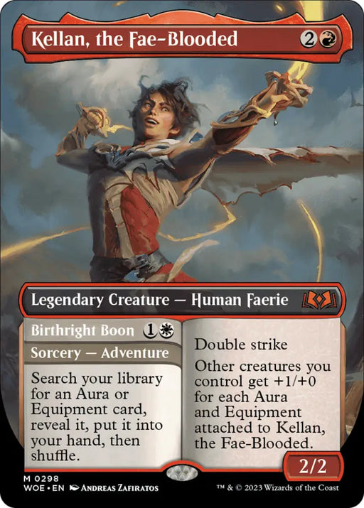 Kellan the Fae-Blooded // Birthright Boon (Borderless Alternate Art) [Wilds of Eldraine] - MTG Single