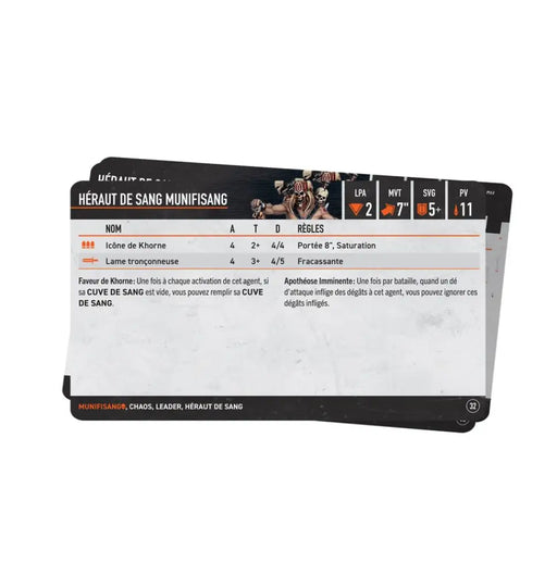 Kill Team: Munifisangs – Cartes Techniques (French) - Games Workshop