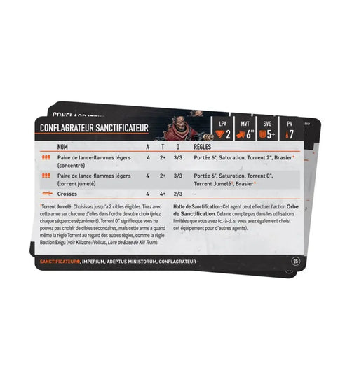 Kill Team: Sanctificateurs – Cartes Techniques (French) - Games Workshop
