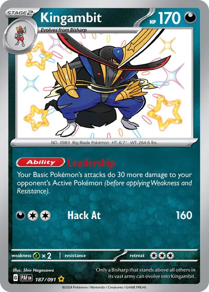 Kingambit (187/091) [Scarlet & Violet: Paldean Fates] - Pokemon Single