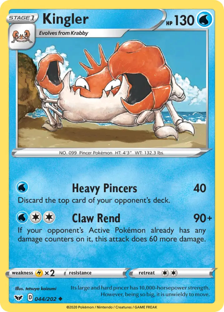 Kingler (044/202) [Sword & Shield: Base Set] - Pokemon Single