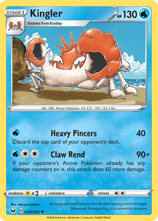 Kingler (044/202) [Sword & Shield: Base Set] - Pokemon Single