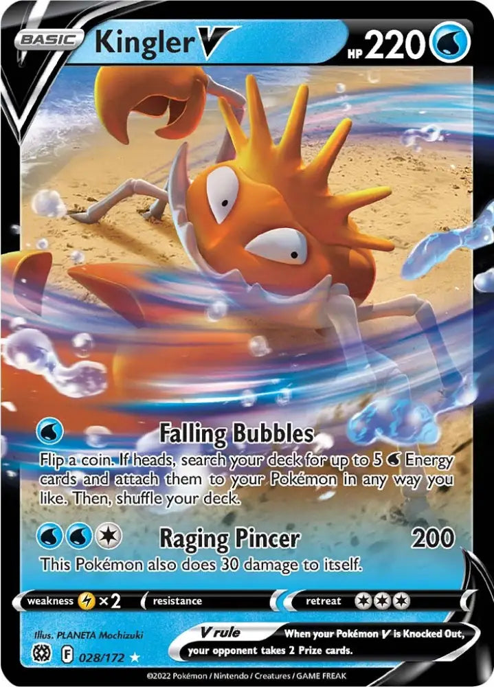 Kingler V (028/172) [Sword & Shield: Brilliant Stars] - Pokemon Single