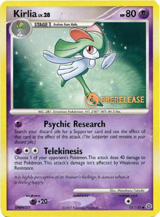 Kirlia (53/132) (Prerelease Promo) [Diamond & Pearl: Black Star Promos] - Pokemon Single