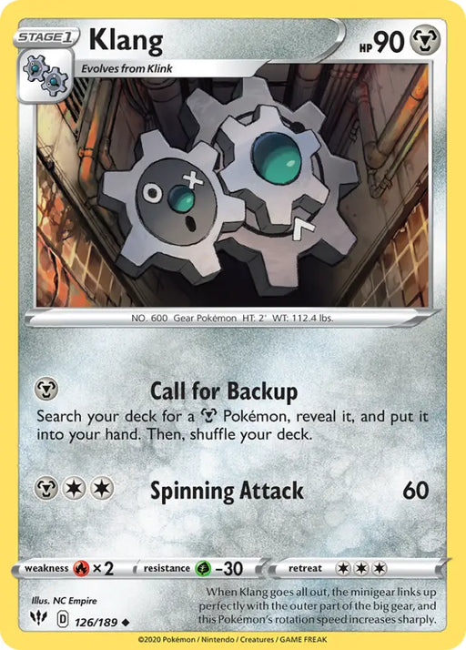 Klang (126/189) [Sword & Shield: Darkness Ablaze] - Pokemon Single