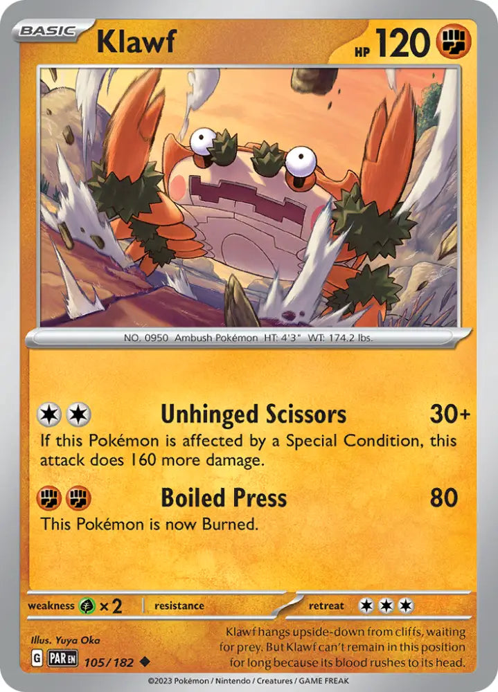 Klawf (105/182) [Scarlet & Violet: Paradox Rift] - Pokemon Single