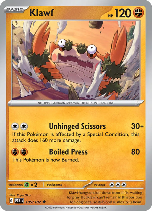 Klawf (105/182) [Scarlet & Violet: Paradox Rift] - Pokemon Single
