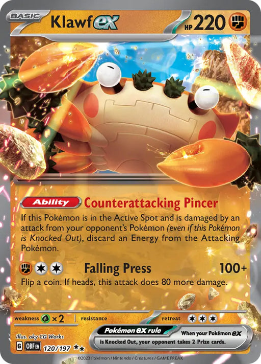 Klawf ex (120/197) [Scarlet & Violet: Obsidian Flames] - Pokemon Single