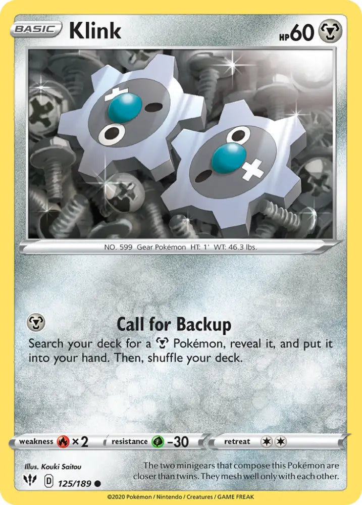 Klink (125/189) [Sword & Shield: Darkness Ablaze] - Pokemon Single