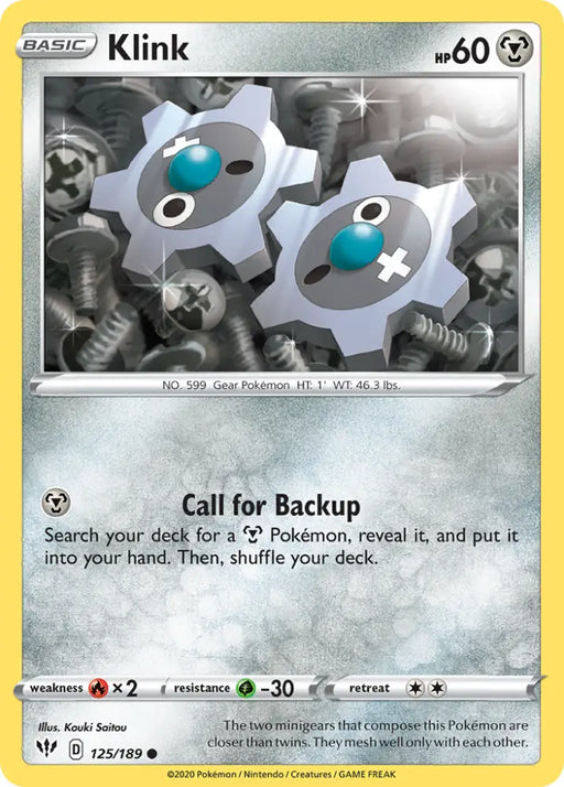 Klink (125/189) [Sword & Shield: Darkness Ablaze] - Pokemon Single