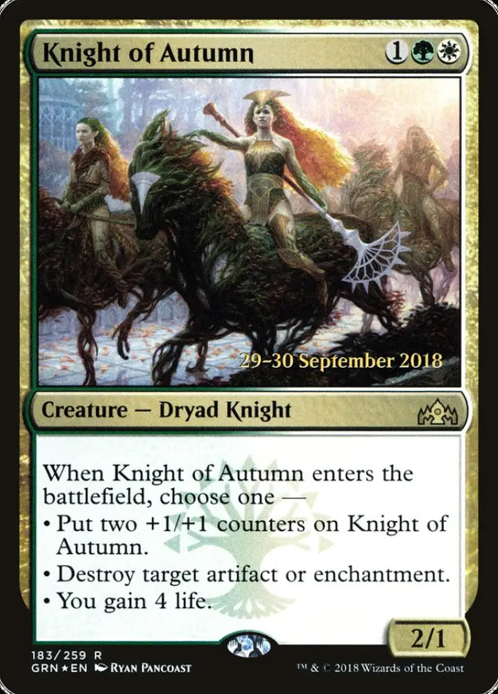 Knight of Autumn [Guilds of Ravnica Prerelease Promos] - MTG Single