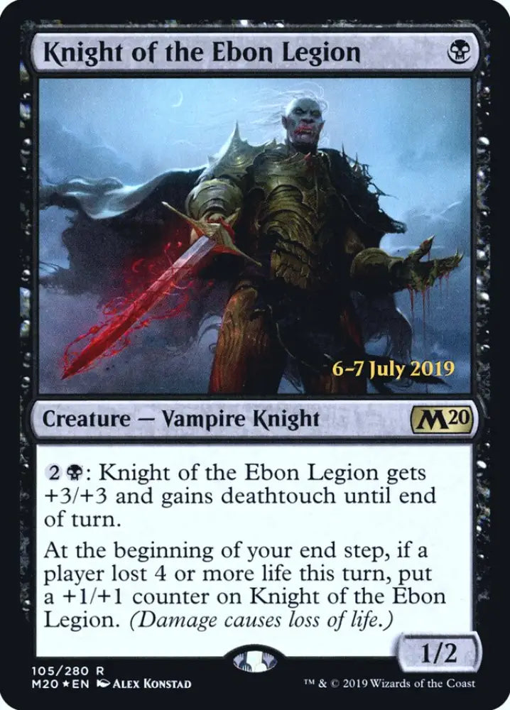 Knight of the Ebon Legion [Core Set 2020 Prerelease Promos] - MTG Single