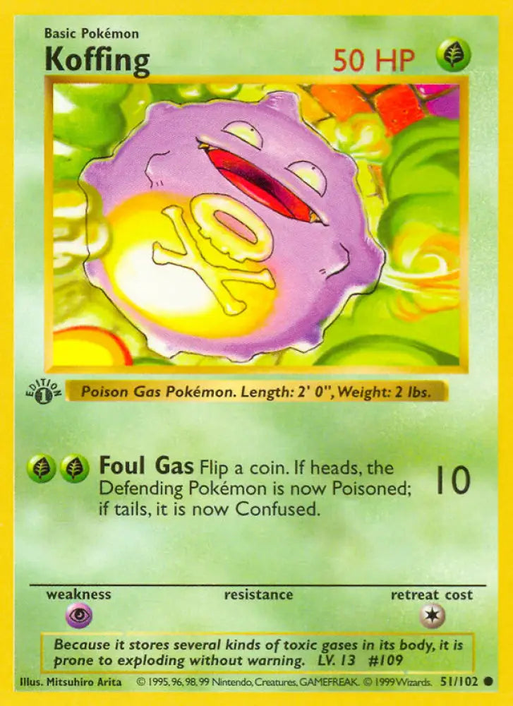 Koffing (51/102) (Shadowless) [Base Set 1st Edition] - Pokemon Single