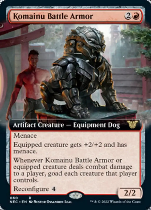Komainu Battle Armor (Extended Art) [Kamigawa: Neon Dynasty Commander] - MTG Single