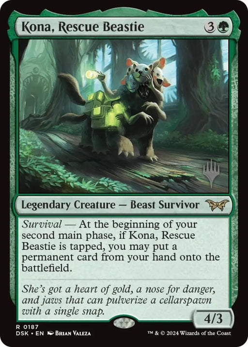Kona Rescue Beastie (0187) (Promo Pack) [Duskmourn: House of Horror Promos] - MTG Single