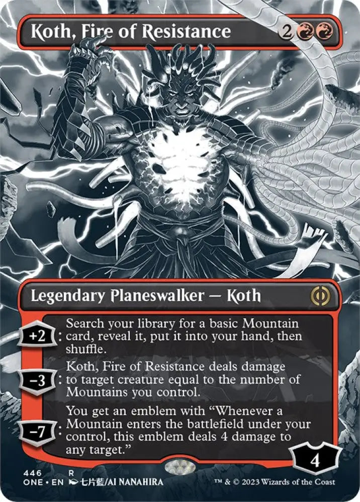 Koth Fire of Resistance (Borderless Manga Step-and-Compleat Foil) [Phyrexia: All Will Be One] - MTG Single