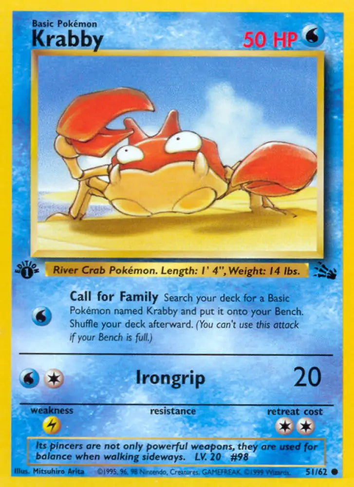 Krabby (51/62) [Fossil 1st Edition] - Pokemon Single