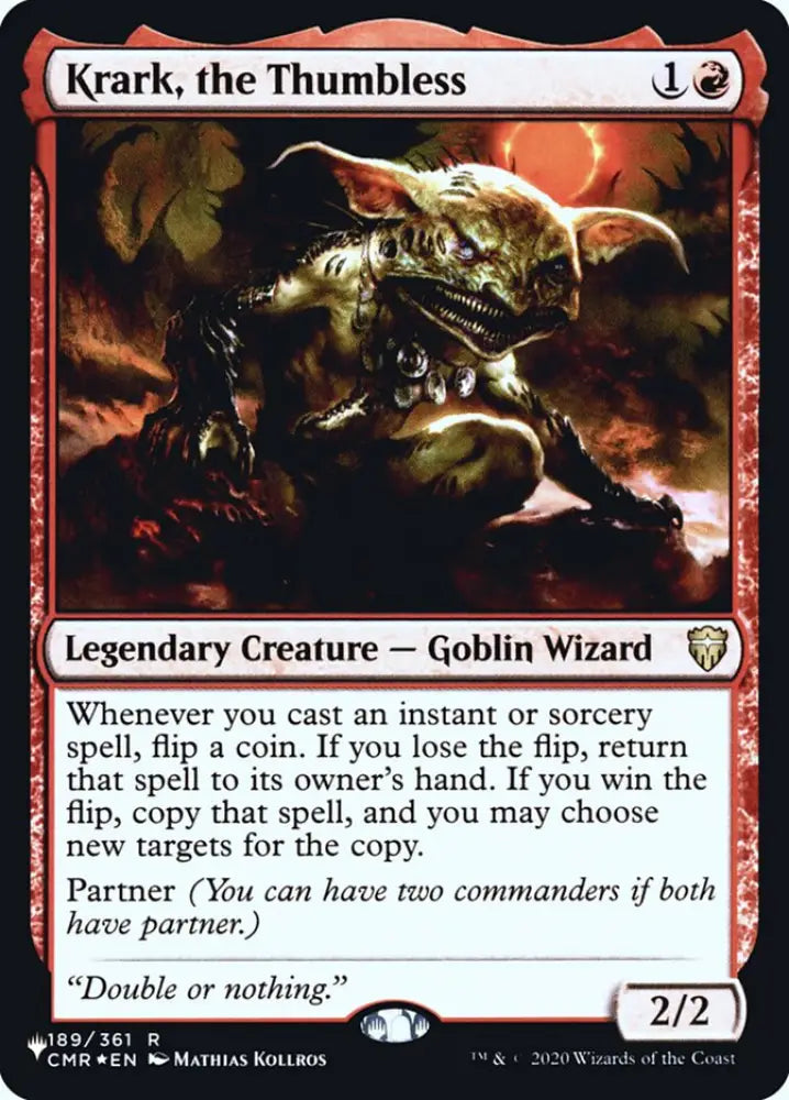 Krark the Thumbless [Secret Lair: Heads I Win Tails You Lose] - MTG Single