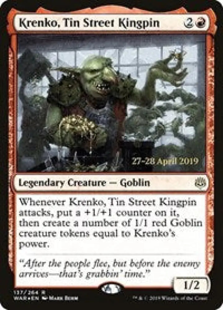 Krenko, Tin Street Kingpin (137) [Prerelease Cards]