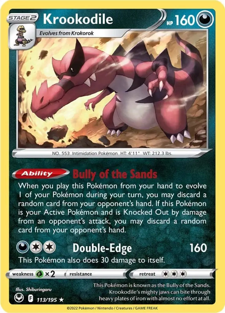 Krookodile (113/195) [Sword & Shield: Silver Tempest] - Pokemon Single