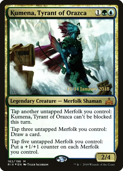 Kumena Tyrant of Orazca [Rivals of Ixalan Prerelease Promos] - MTG Single