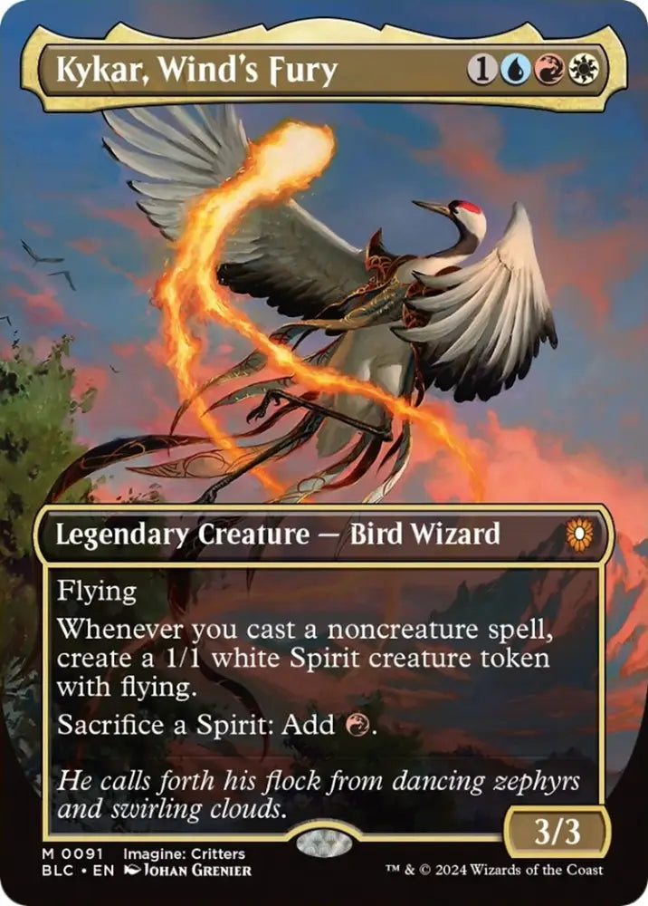 Kykar Wind’s Fury (Borderless) [Bloomburrow Commander] - MTG Single