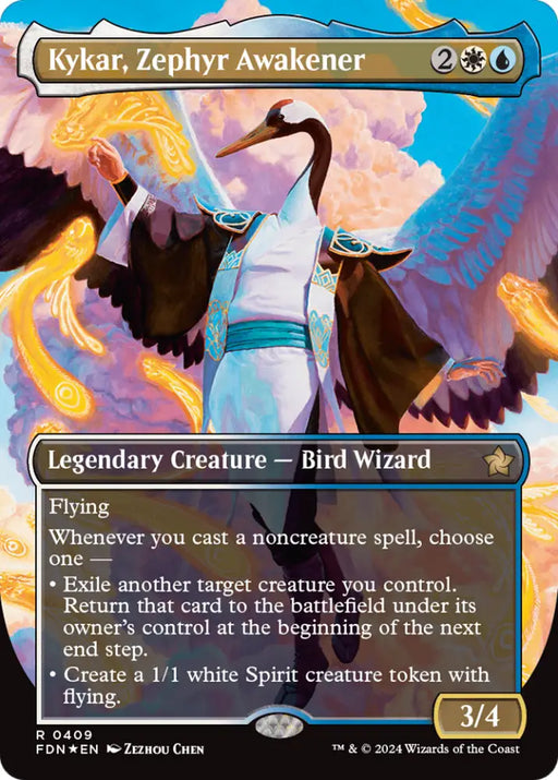 Kykar Zephyr Awakener (Borderless) (Mana Foil) [Foundations] - MTG Single
