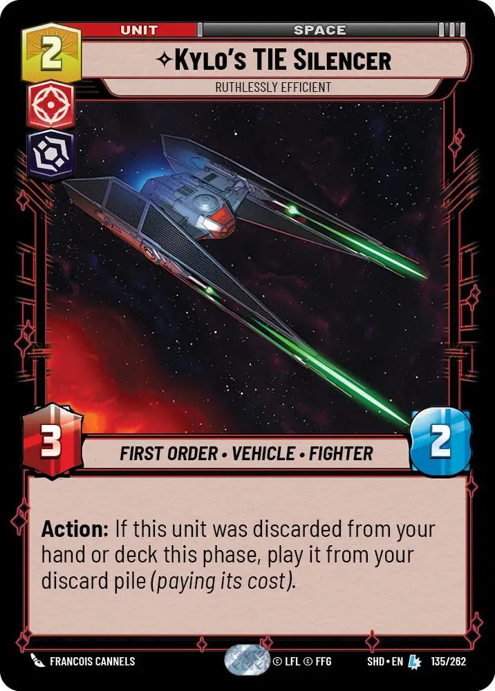 Kylo’s TIE Silencer - Ruthlessly Efficient (135/262) [Shadows of the Galaxy] - Star Wars: Unlimited Single