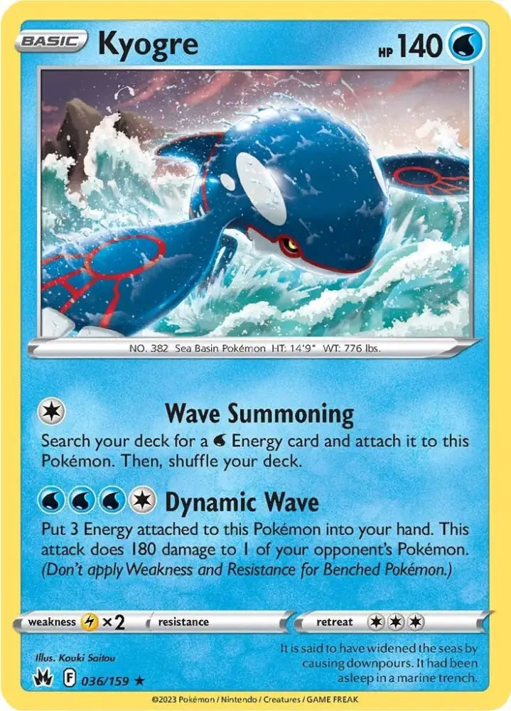 Kyogre (036/159) [Sword & Shield: Crown Zenith] - Pokemon Single