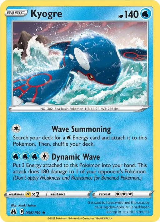 Kyogre (036/159) [Sword & Shield: Crown Zenith] - Pokemon Single