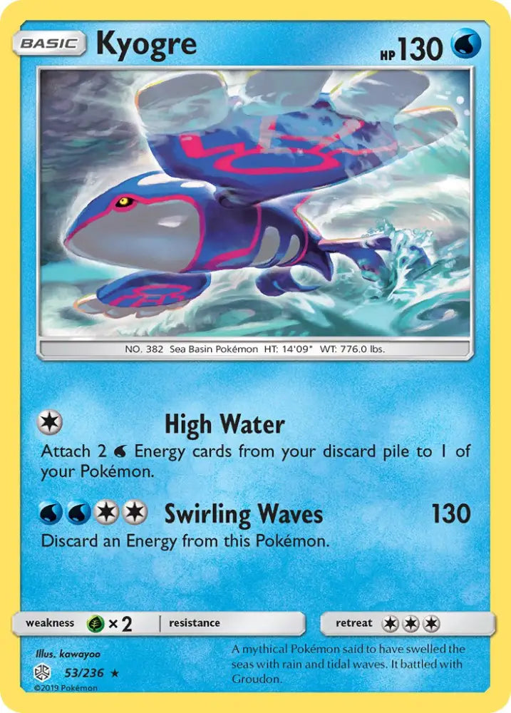 Kyogre (53/236) (Cracked Ice Holo) (Theme Deck Exclusive) [Sun & Moon: Cosmic Eclipse] - Pokemon Single