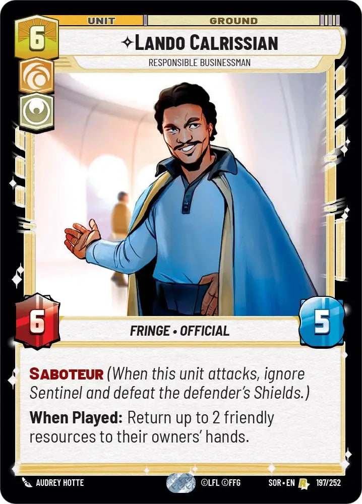 Lando Calrissian - Responsible Businessman (197/252) [Spark of Rebellion] - Star Wars: Unlimited Single