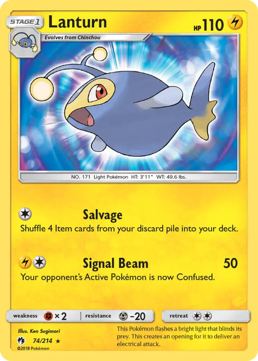 Lanturn (74/214) [Sun & Moon: Lost Thunder] - Pokemon Single
