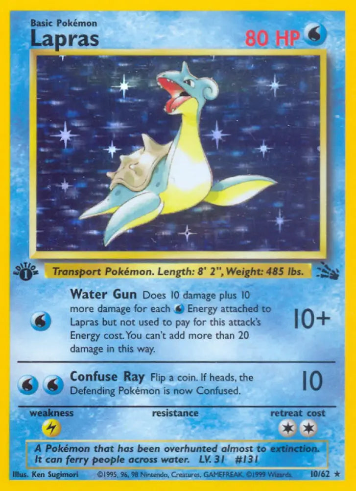 Lapras (10/62) [Fossil 1st Edition] - Pokemon Single