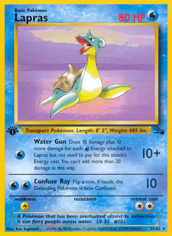 Lapras (25/62) [Fossil 1st Edition] - Pokemon Single