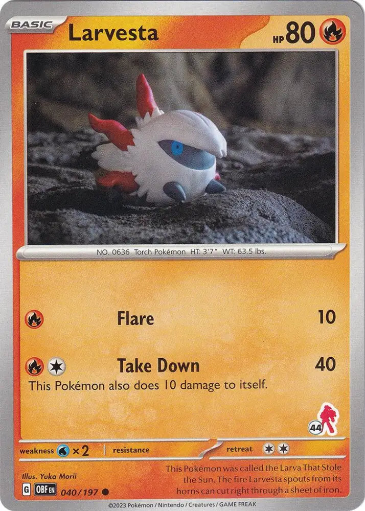 Larvesta (040/197) (Armarouge Stamp #44) [Battle Academy 2024] - Pokemon Single
