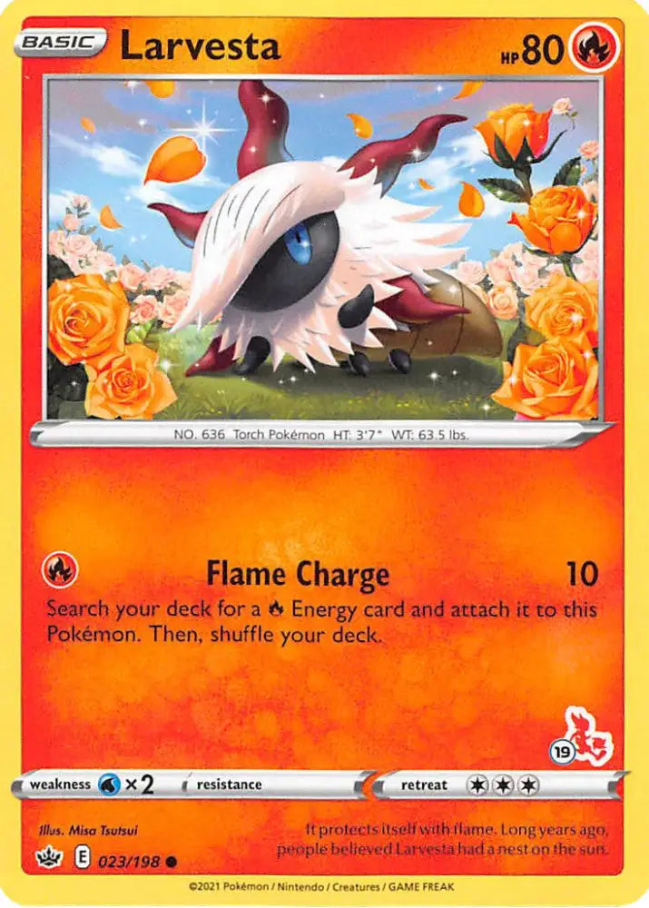Larvesta (23/198) (Cinderace Stamp #19) [Battle Academy 2022] - Pokemon Single
