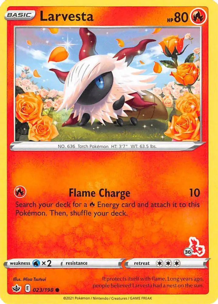 Larvesta (23/198) (Cinderace Stamp #36) [Battle Academy 2022] - Pokemon Single